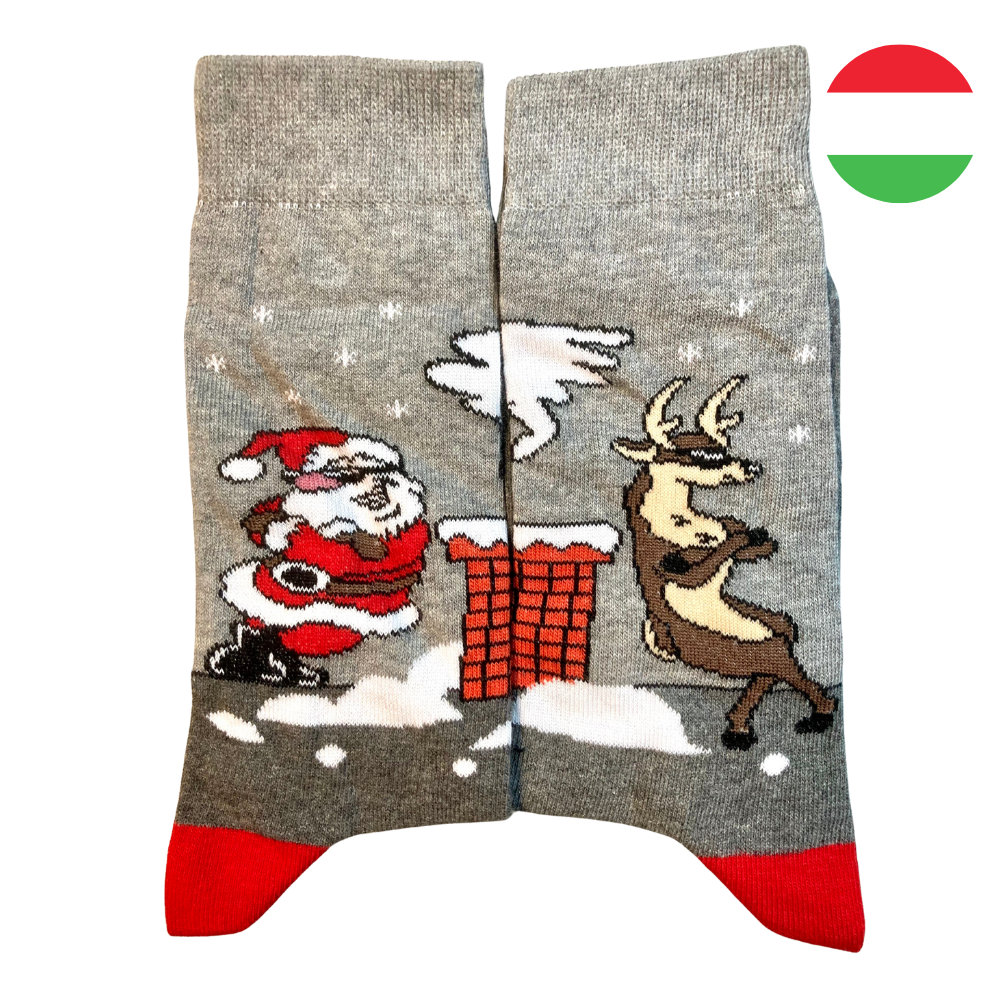 Felemás télapós - rénszarvasos bokazokni