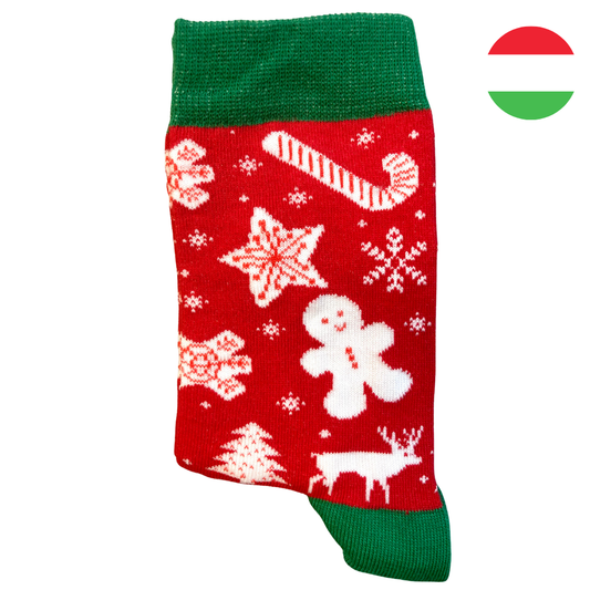 Piros mézeskalácsos bokazokni