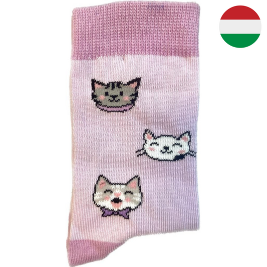 Világoslila cicafejes gyerekzokni